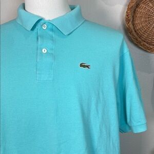 Lacoste Aqua Blue Turquoise Short Sleeve Polo Shirt Classic Mens Size 8/3XL